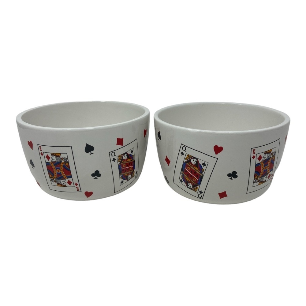 Luminac Card Party Set of 2 All Purpose Bowls 5”x4” Vintage